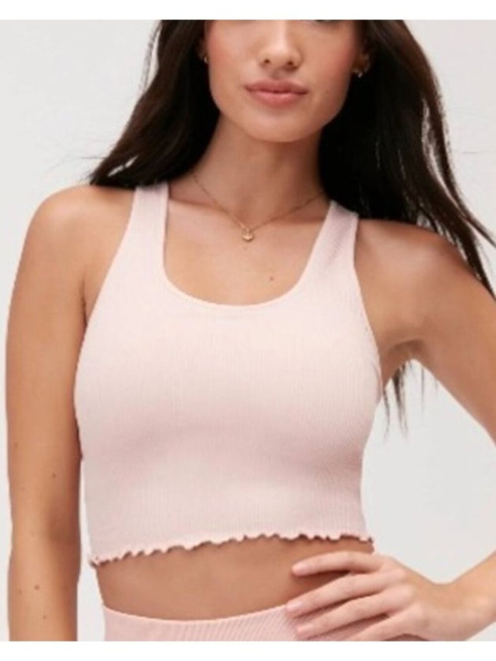 SPIRITUAL GANGSTER amor seamless cropped rib tank in pink size XS/S